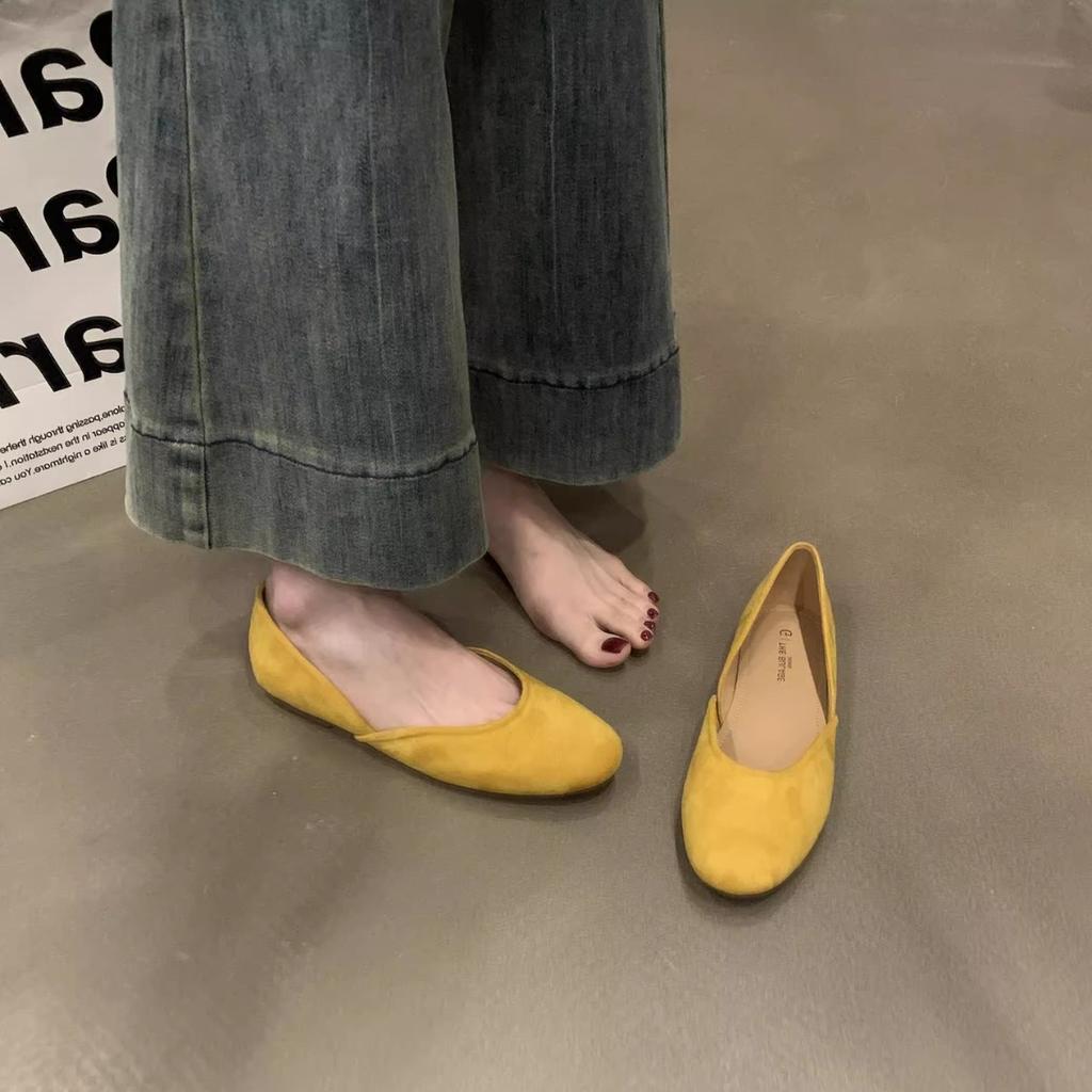 Soft Leather Version Suede Retro Soft Sole Mary Jane Shoes Women's New White Light Mouth Small Red Shoes Versatile with Skirt Single Shoes