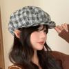 Vintage Versatile Thousand Bird Grid Octagonal Hat Autumn Hat Female Face Small Beret Outdoor Casual Painter Hat