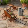 Weatherproof Garden Decor Rustic Rickshaw Ornament, Decorative Metal Yard Sculpture, Fun Decorations Retro Outdoor Decoration for Lawn Patio Backyard