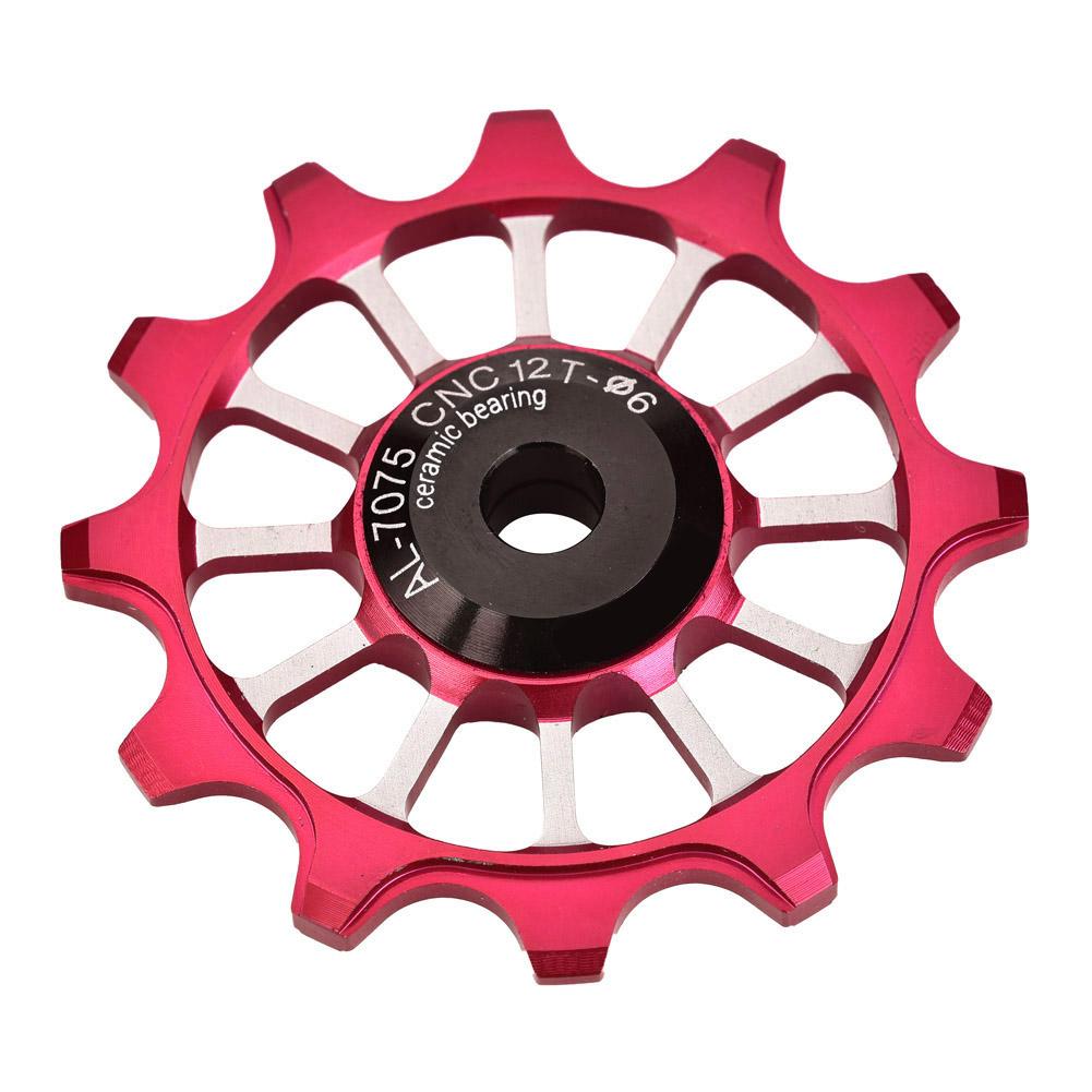 MEIJUN Ceramic Bearing Aluminum Alloy Bicycle Bike Rear Derailleur Pulley Guide Wheel (Red)
