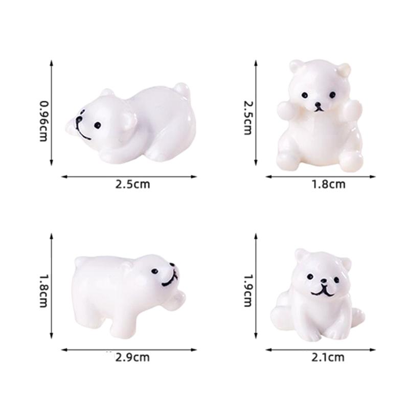Mini Resin Polar Bear Ornaments 4pcs for Wholesome Creative Art and Decoration Projects