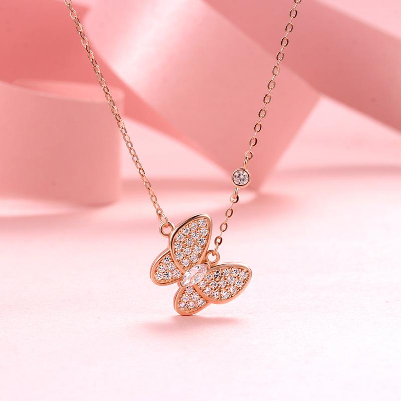 Butterfly Necklace Jewelry Pendant Natural White Fritillary Temperament Versatile Collarbone Chain Female Ins Premium