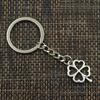 Fashion 30mm Key Ring Metal Key Chain Keychain Jewelry Antique Bronze Silver Color Hollow Four Leaf Clover 24x17mm Pendant
