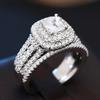 Блестящий набор из 2 колец для свадьбы, роскошные, великолепные, сверкающие украшения для женщин, очаровательные, модные, шикарные аксессуары для пальцев