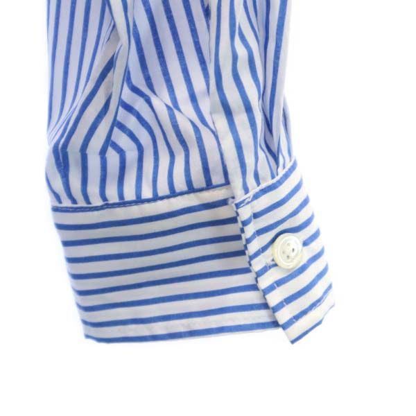 Неиспользованная VAST222 19ss сделано в Японии полосатая рубашка с длинным рукавом 2 синяя мужская б/у