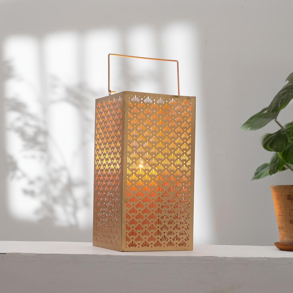 Металлический фонарь-жалюзи с ручкой - Винтажный подвесной подсвечник