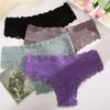 Flower Lace Panty Sexy for Women Low-Waist Solid Color Briefs Pure Cotton Breathable Soft Lingerie Comfortable Female Underwear S-XL