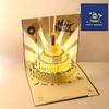 New 3D Happy Birthday Card Four-Layer Birthday Cake with Envelope Musical Light Greeting Card Pop Up Foldable Gift Card