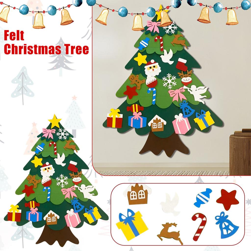 Набор рождественских елок с украшениями для детей, рождественские подарки, новогодние украшения на стену для двери
