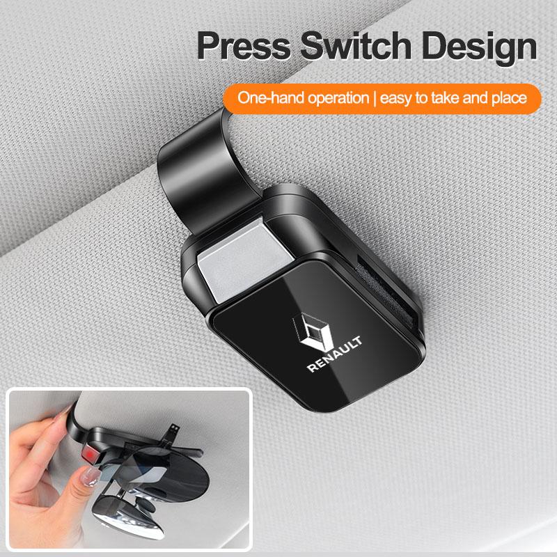Interior Stickers Car Supplies Magnetic Leather Sunglasses Clip-on Car Sun Visor For Renault Logan 2 Stepway Sandero Clio 5 Arka