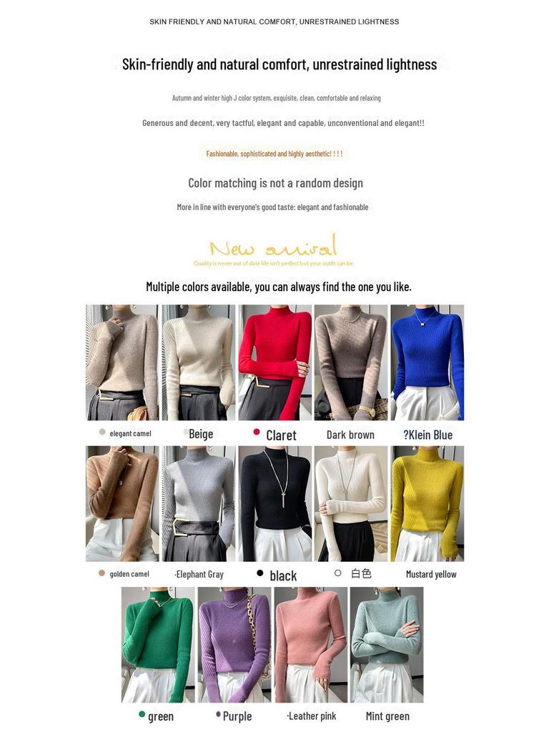 Elegant Slim Fit Ladies' Knitted Pullover Sweater - Autumn/Winter Collection