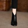 Черные короткие ботильоны на высоком каблуке женские осенне-зимние новые одинарные туфли огромный удобный толстый каблук остроносые ботинки Мартина тонкие ботинки
