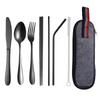 Portable 304 Stainless Steel Korean Knife, Fork, Spoon, Chopsticks and Straw Tableware Set for Travel - Folding Tableware