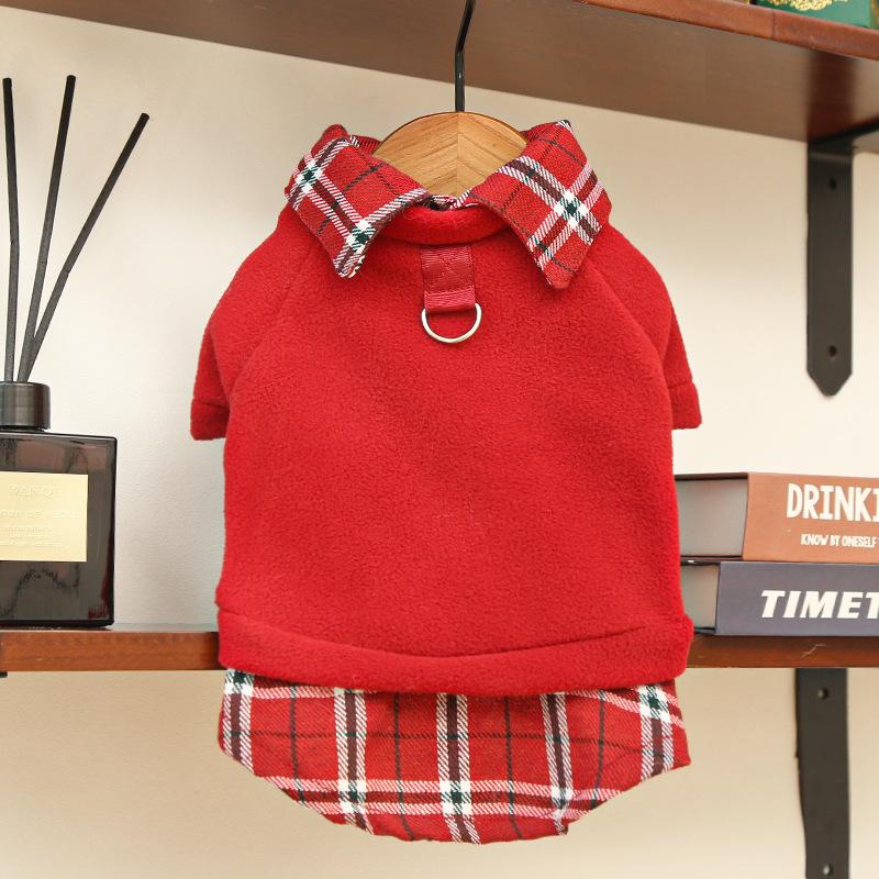 Dog Hoodies for Small Dogs Solid Plaid Polo Dog Clothes Winter Warm Coat Fleece Puppy Sweatshirt Chihuahua Dachshund Pullovers