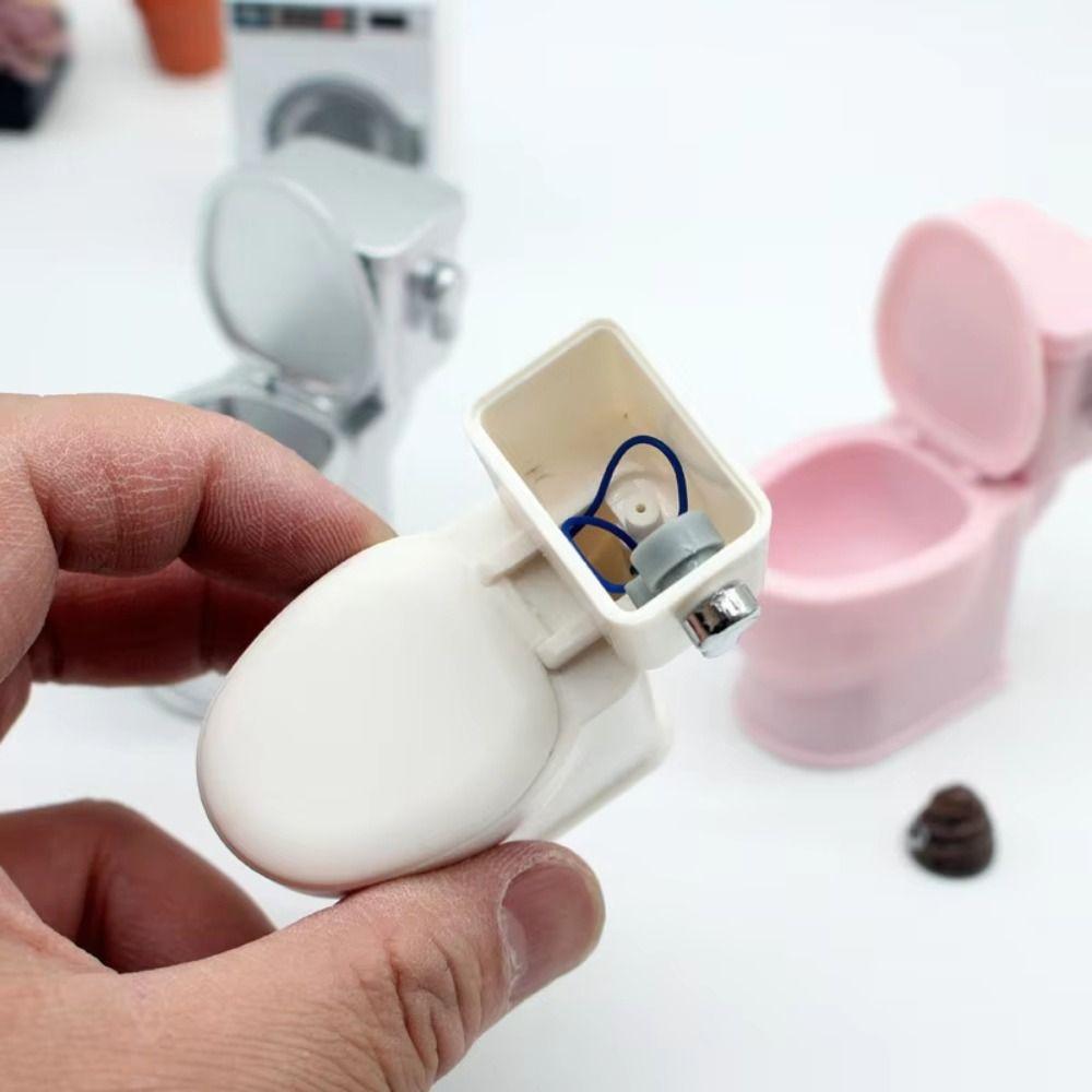 Flushing Sound Dollhouse Toilet Scene Prop Miniature Toilet Toys For Children