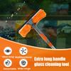 Extended Window Cleaning Kit 2 In 1 Double Sided Glass Squeegee Cleaner Duster Mop 180° Swivel Window Cleaning Tools