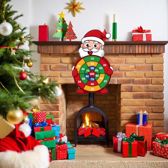 Дартс-мишень Деда Мороза с 12 липкими шариками и 12 дротиками Большие рождественские игры для семьи, детей, взрослых, для вечеринок