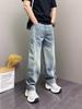 Осень 2025 Джинсы прямого кроя оверсайз: Универсальные брюки в стиле панк с эффектом стирки