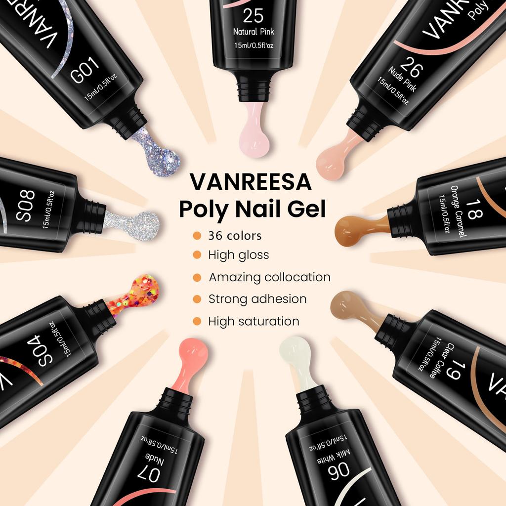 VANREESA 36 цветов поли гель для наращивания ногтей быстро наращивающий гель-лак для маникюра