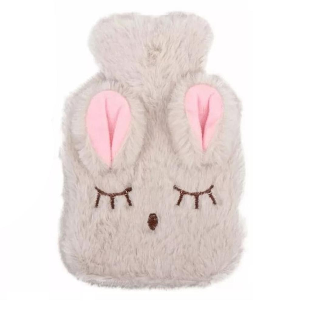 Hot Water Bottle Explosion Proof Prevent Scald Detachable Rabbit Pattern Plush Cover Hot Water Bag