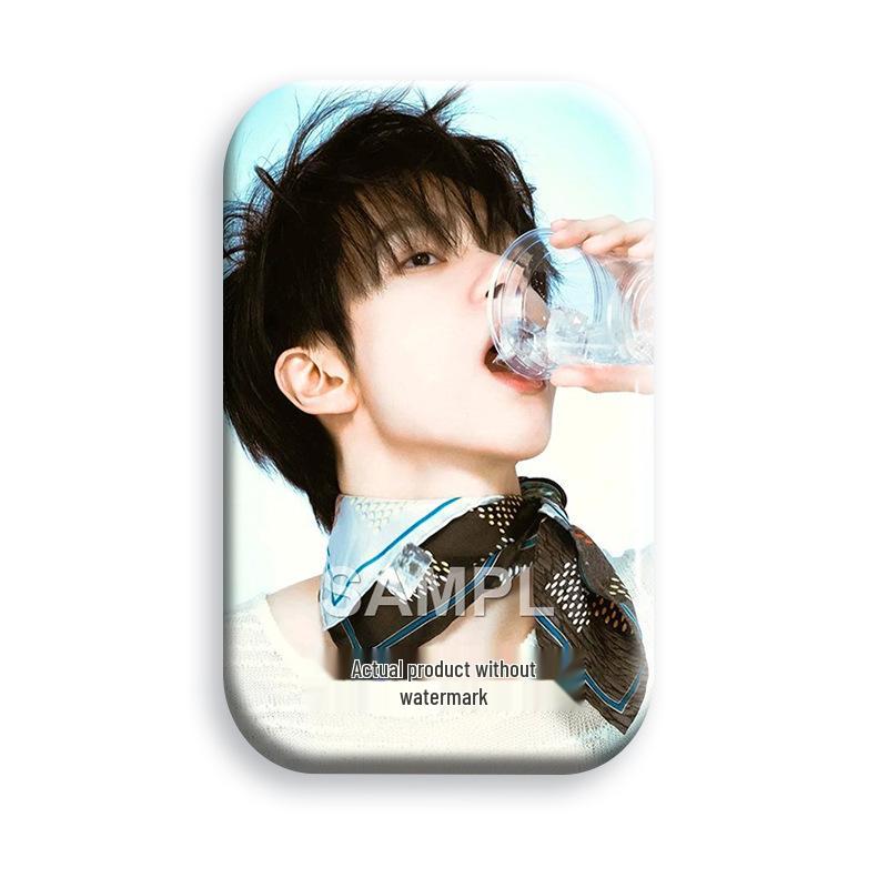 Yu Cheng'en Baji Star Idol Laser Rectangular Badge Brooch Pendant