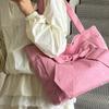 Bow Canvas Bag New Large Capacity Solid Color Shoulder Bag Fashion Commuter Casual Tote Bag Women
