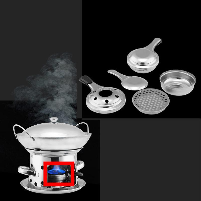 1 шт., спиртовая плита из нержавеющей стали, инструменты для кемпинга, плита для приготовления чая, уличная мини-печь, ветрозащитная твердая спиртовая плита