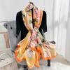 Spring and Summer Chinese Plant and Flowers New Style New Silk Satin Scarf for Women's Beach Sun Protection Scarf Temperament Versatile Shawl Scarf