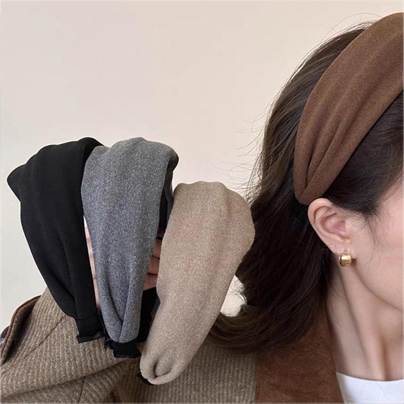 Vintage Solid Soft Hairband For Women Girls Sweet Headband Simple Hair Hoop Temperament Hair Band Hair Accessories