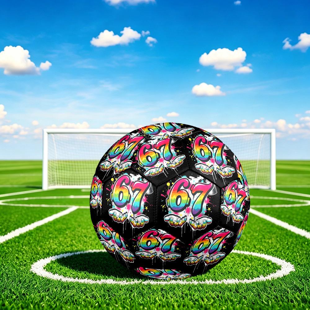 1pc Graffiti Art Theme Soccer Ball Football, Size 5, Lightweight PVC, Outdoor Training Soccer Ball,Gift c6555