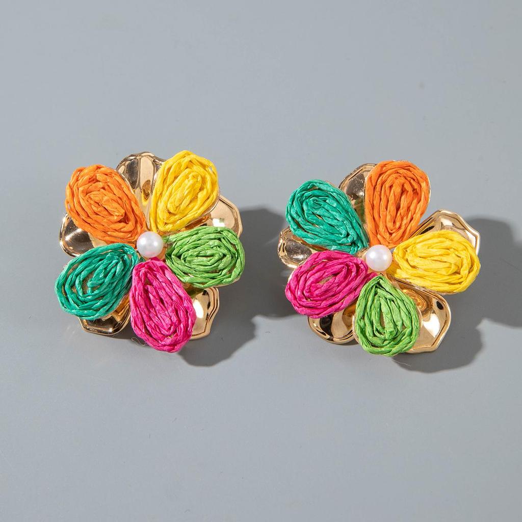 Летние цветные серьги-цветы лафит в стиле дофамин для женщин, милые и симпатичные украшения, подходящие для путешествий с серьгами