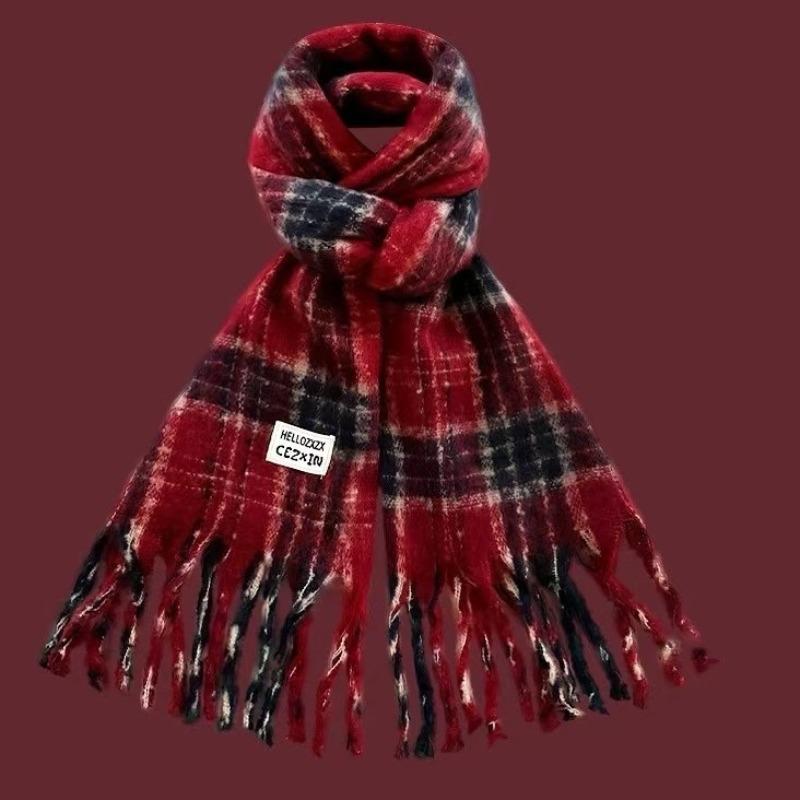Christmas Scarf Collection Red Scarf Female Autumn and Winter White Student Warm New Scarf Couple Gift
