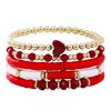 5 Pcs Bohemian Bracelets Polymer Clay Multi-layer Stacking Heart Beads Contrast Color