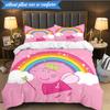 3PCS Princess Peppa Bedding Set 2D Printing (Includes 1 Duvet Cover + 2 Pillowcases Coreless), Bedroom decor,Fan gift