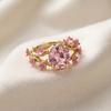 Elegant Flower Crystal Ring Light Luxury Finger Jewelry Sweet Rhinestone Ring  Girls