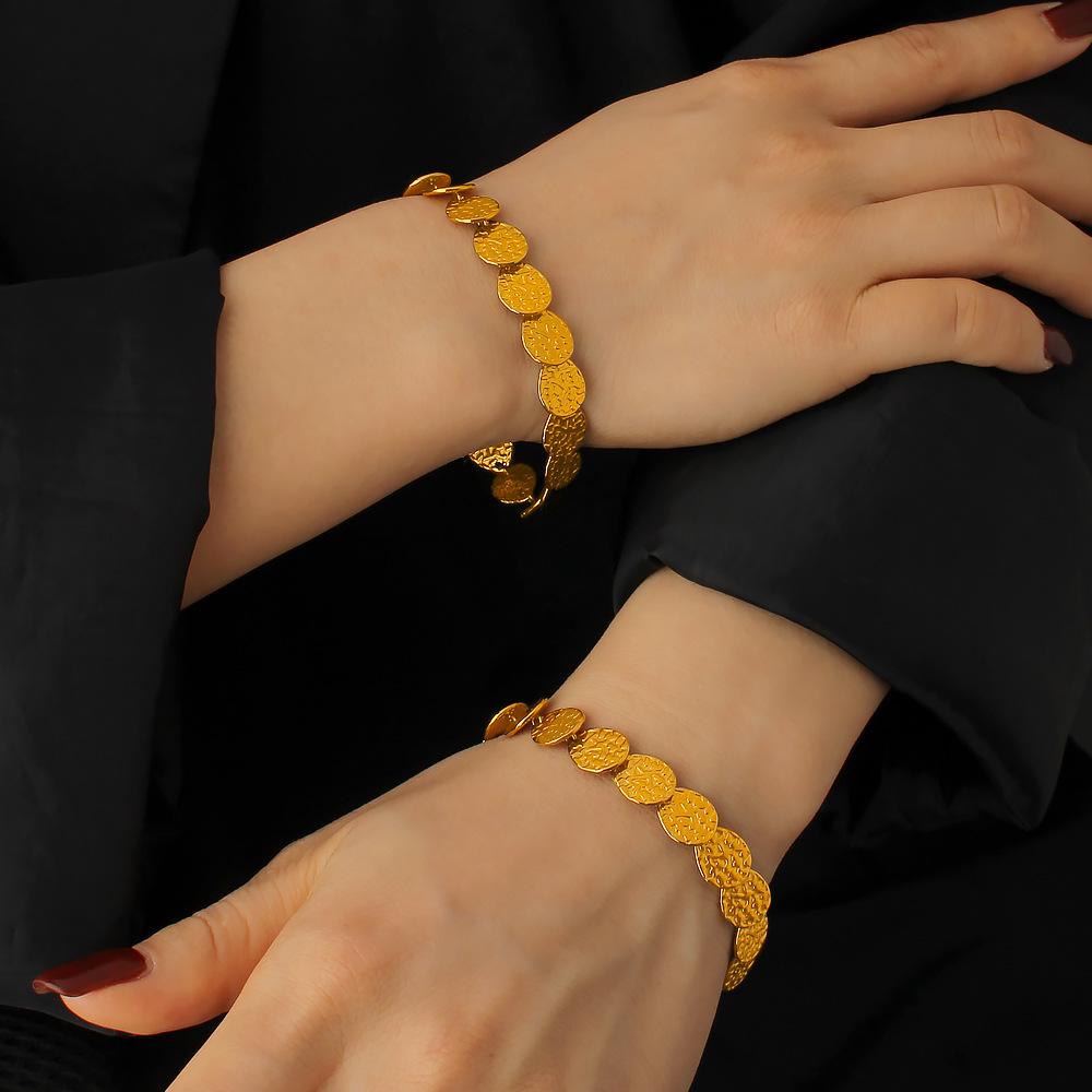Браслет MeiShi Duo из титановой стали 18K в стиле древних монет - Элегантный подарок в стиле INS для женщин