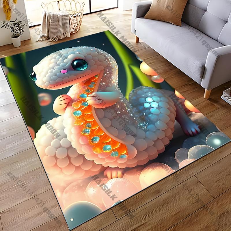 White cute snake carpet Yoga living room room decor children's crawling mat doormat area rug games area washroom floor mat