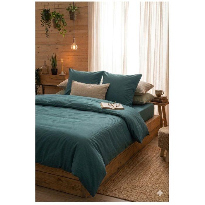 Housse de couette en coton 200 x 200 cm uni Edenne eucalyptus