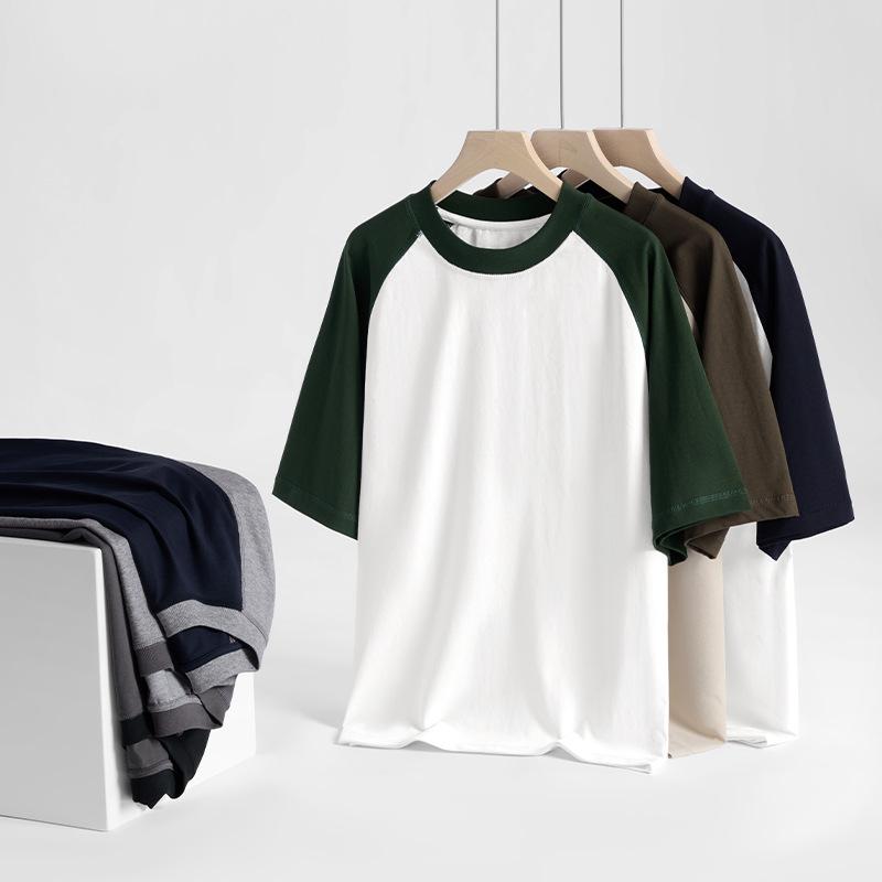 Крутая мужская футболка с рукавом реглан, свободная футболка с коротким рукавом, мужская летняя контрастного цвета с ощущением льда, с коротким рукавом, холодное лето