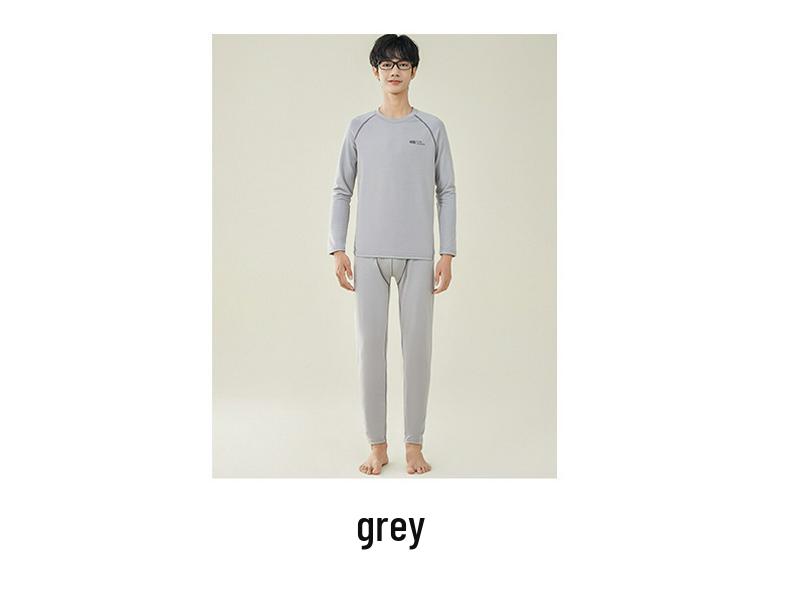 Мужской термобелье - Молодежный антибактериальный хлопково-шерстяной свитер и брюки для осени/зимы