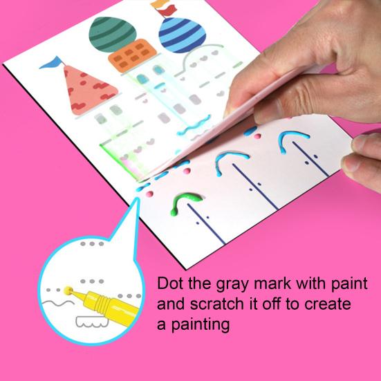 1 набор DIY Rainbow Scratch Painting Kit с красками, ручками, наклейкой-скребком