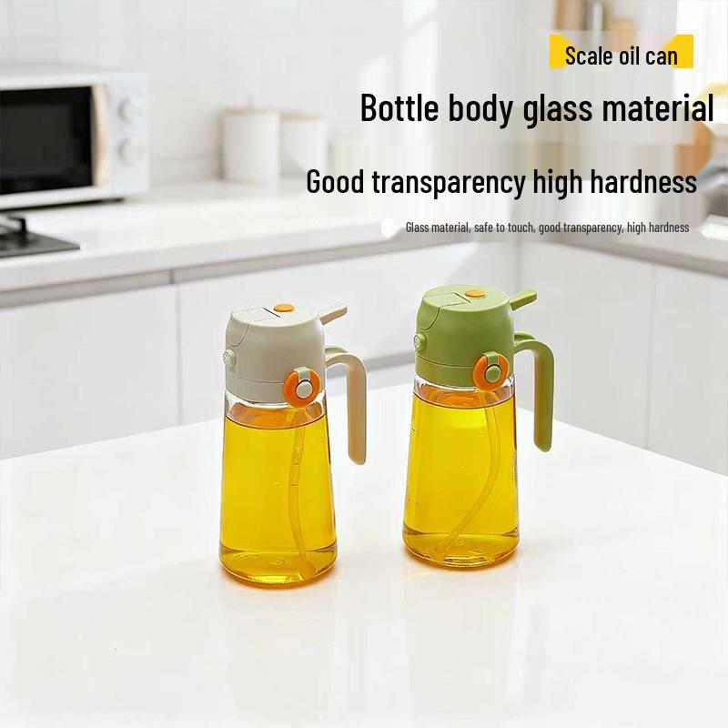 Стеклянная бутылка для масла двойного назначения объемом 470 мл с боковой откидной крышкой и герметичной конструкцией для аэрофритюрниц