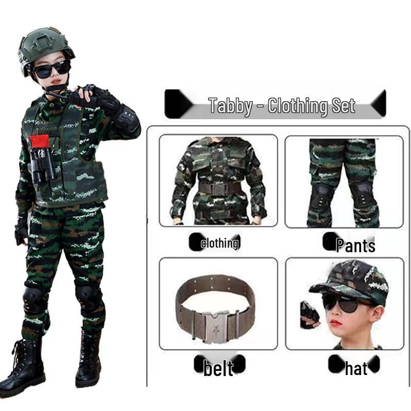 Детский камуфляжный тренировочный костюм «Маленький солдат»: Длинный рукав с военным жилетом