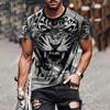 Модные тенденции 3D-принт с рисунком тигра Мужская одежда Свободные футболки для мужчин Футболки большого размера с коротким рукавом Футболки Топы