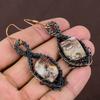 Natural Crazy Lace Agate Gemstone Handmade Copper Wire Wrap Earring 2.76 z5Q22