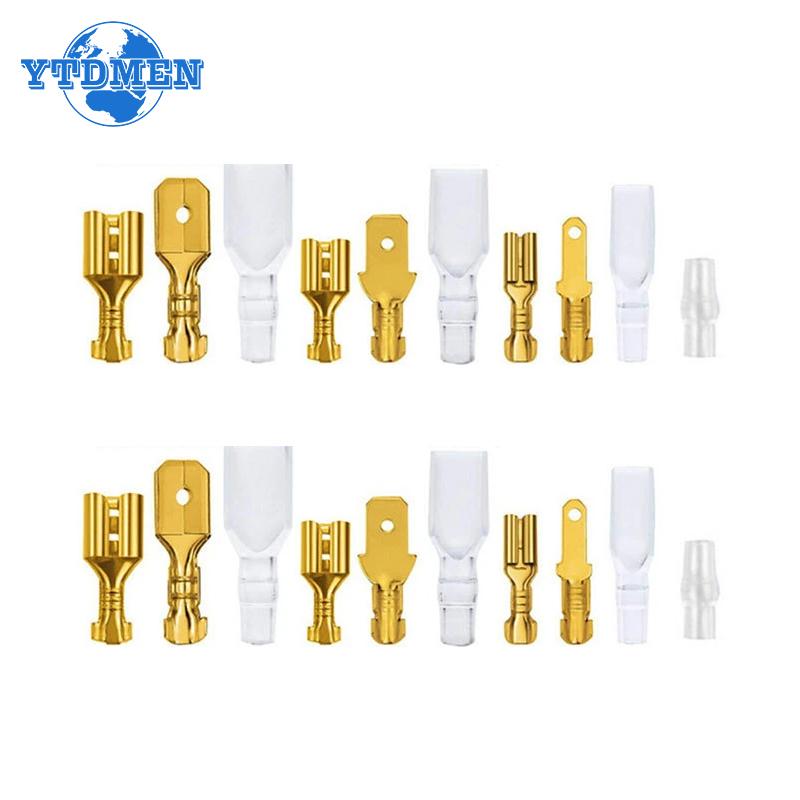 600PCS 2.8/4.8/6.3mm Female and Male Crimp Terminal Kit Brass Car Speaker Electric Wire Connectors and Insulating Sheath