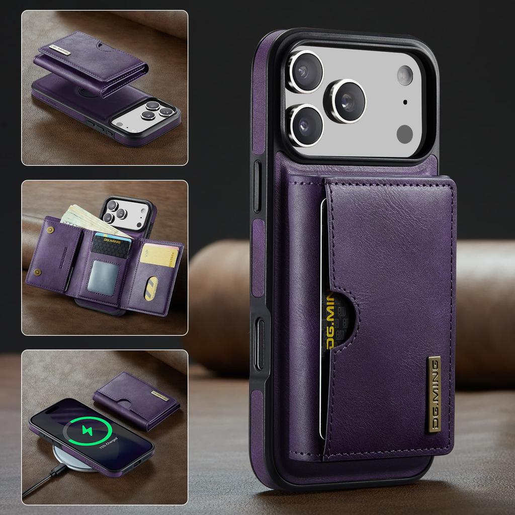 Leather Phone Case for iPhone 17 Pro Max 16E 17Air 16 Pro 15 Plus 14 13 12 11 Magnetic Detachable RFID Blocking Card Slot Wallet