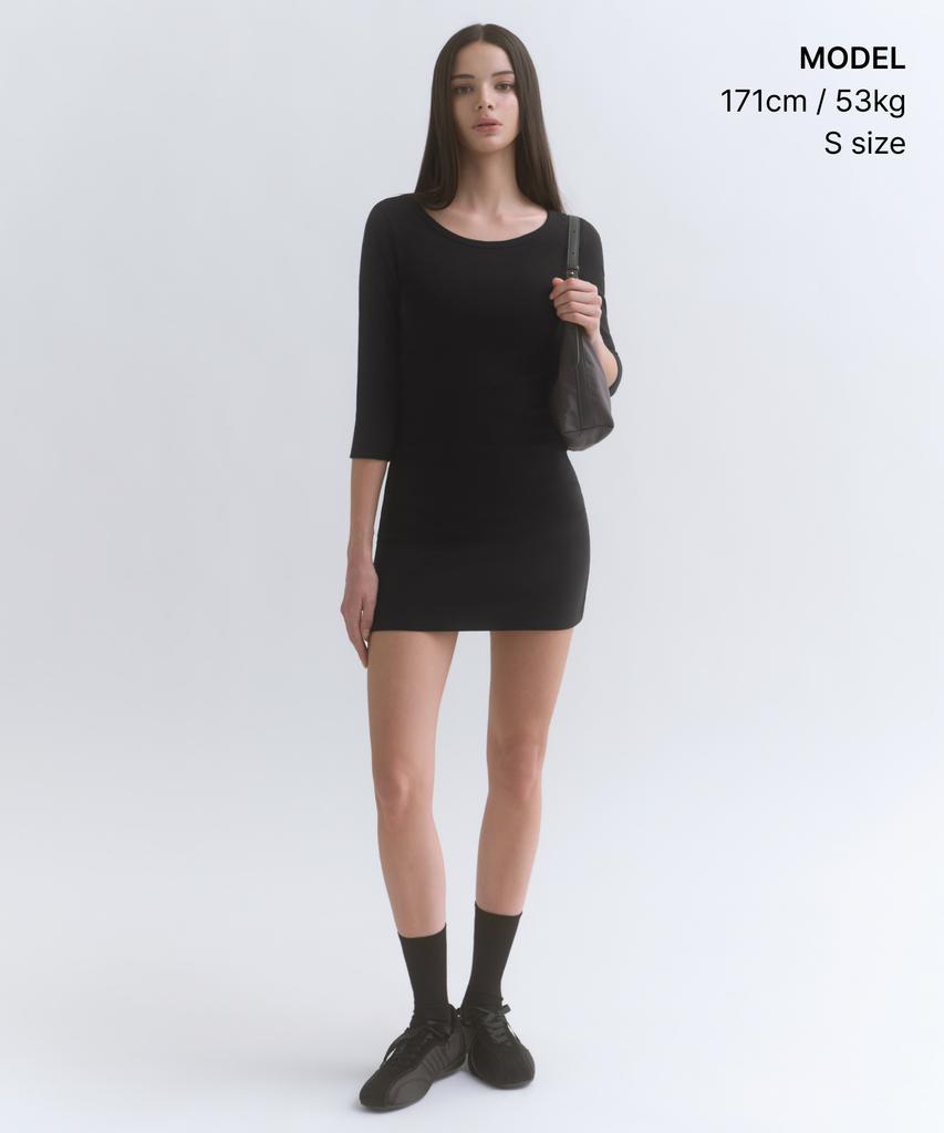 MUSINSA STANDARD WOMAN Женское мини-платье из джерси [Черный]