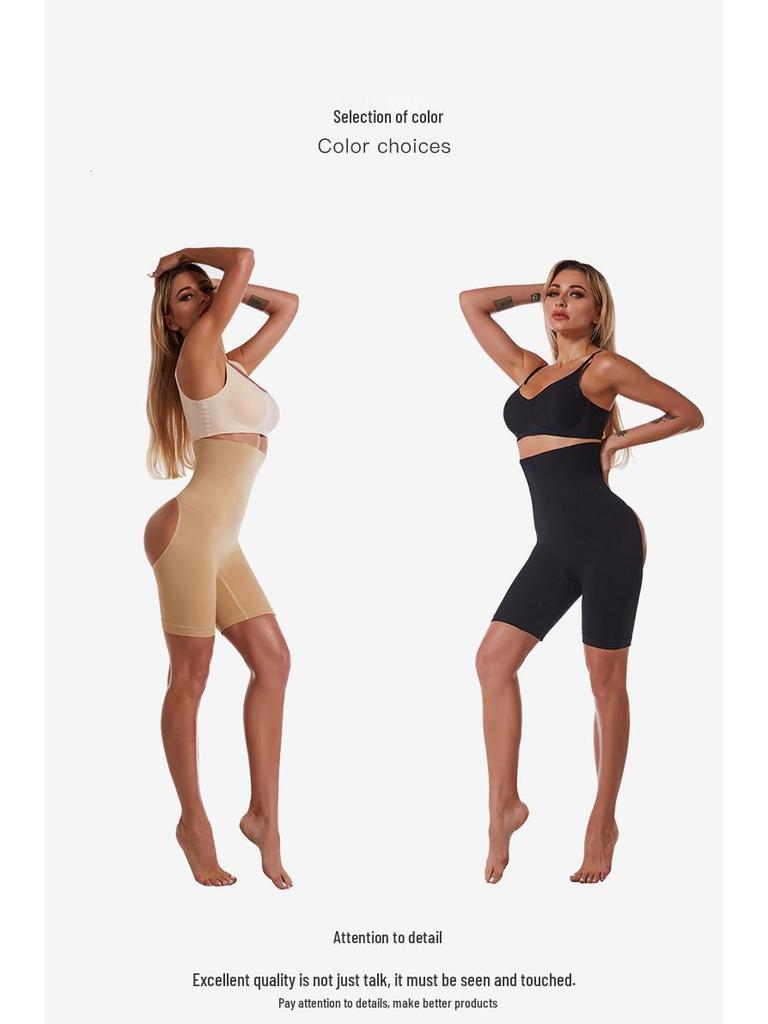 High Waist Slimming Body Shaper Boxer Briefs for Women - Postpartum Control, Hip Lift, Abdomen Support, Open Butt Design.