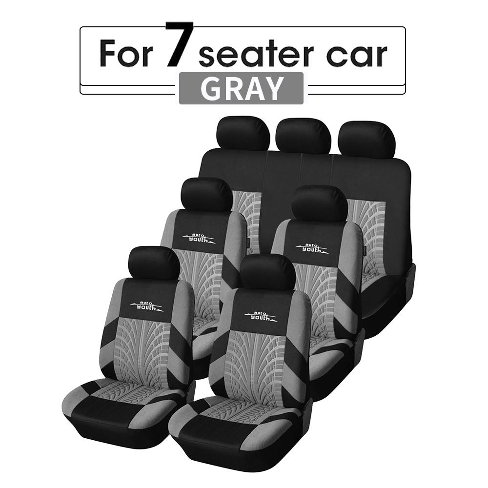 9 Seats Car Seat Covers, Made Of Polyester Fiber Material, With Tire Imprint Details. Suitable for Most Car Seats